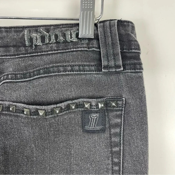 Harley Davidson Faded Black Studded Skinny Jeans Distressed Size 6 - Picture 7 of 10
